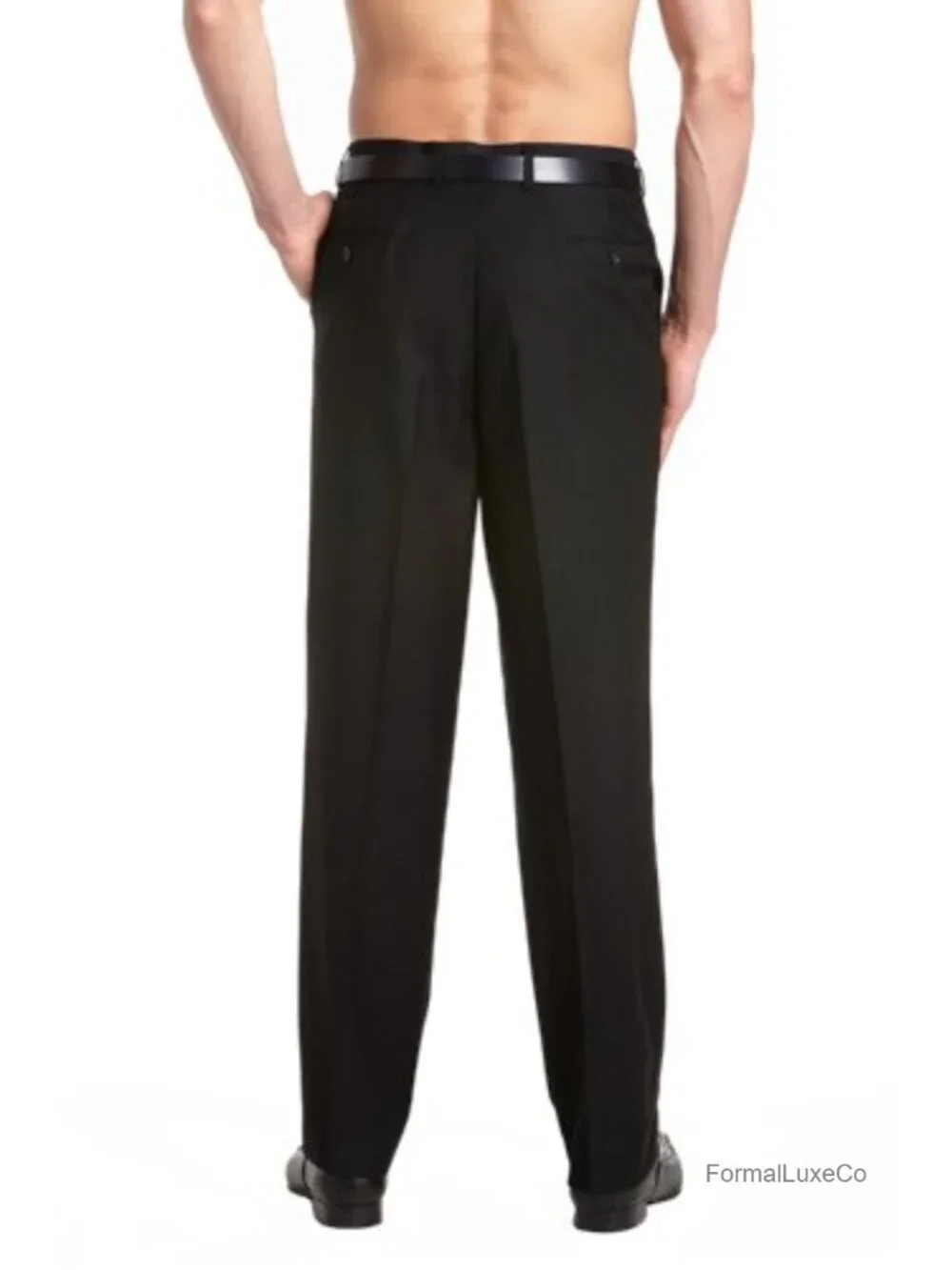 Men's Flat Front Tuxedo Pants with Satin Band Stripe